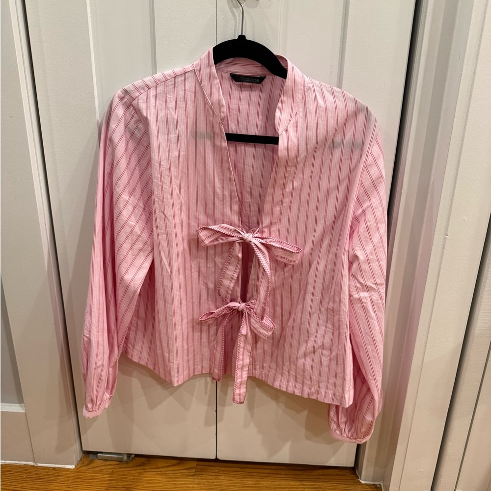 Zara Pink and White Striped Top